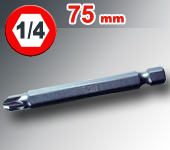 Embout Pozidriv  long. 75 mm  1/4" (6,36mm)
