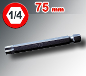 Embout Torx percé longueur 75mm  1/4" (6,36mm)