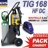 PACK chariot TIG 168 HF DC avec Bouteille gaz 2,3 m3 + masque