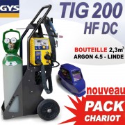 promo pack chariot tig 200 dc gys + masque